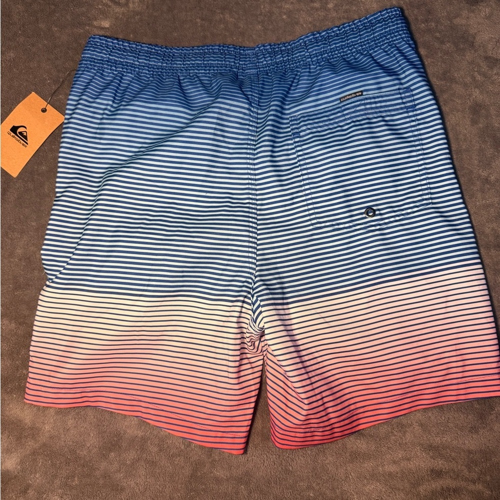 NWT Quiksilver Large Striped Blue and Red swimming trunks - Picture 4 of 5